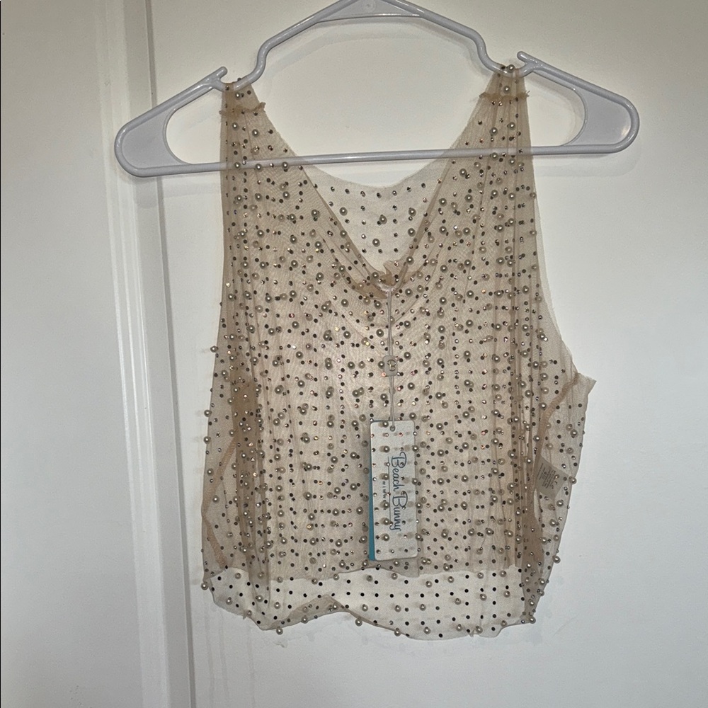Beach Bunny Tan Beaded Blouse